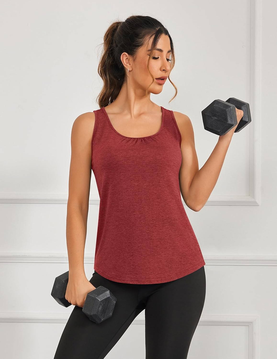 PINSPARK Workout Tops for Women - Lightweight Racerback Tank Tops | 2-Pack Sleeveless Athletic Shirts, S-3XL