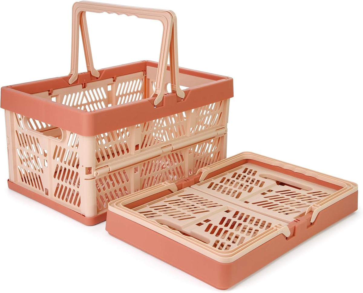 Domiella 2-Pack Foldable Storage Baskets, 20L Collapsible Crates PP Blue