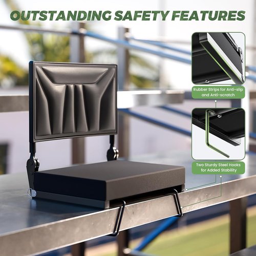 Jocoevol Stadium Seats - Portable Bleacher Chair with Back Support & Cushion | Ideal for Sports Events & Concerts