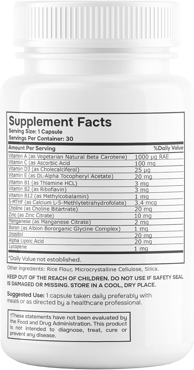 Methylated Multivitamin Multimineral Complex L Methylfolate