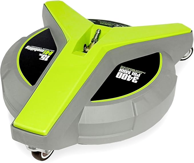 Hiclean 15" Pressure Washer Surface Cleaner with Wheels 3400 PSI Max, Surface Cleaner for Power Washer Attachment for Concrete, Patio, Sidewalk, and Driveways