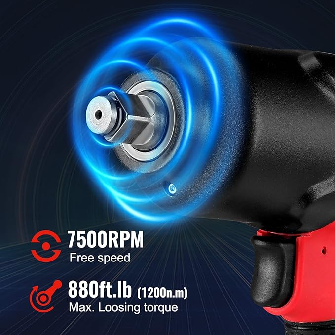 WORKPRO 1/2-Inch Air Impact Wrench, Ergonomic Design, Powerful Torque, Wide Application