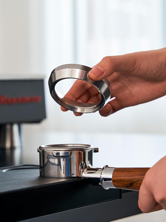 54mm Espresso Dosing Funnel and Puck Screen Set,Stainless Steel Coffee Dosing Ring Compatible with Breville 54mm Portafilter.Reusable 1.7mm Thickness Espresso Puck Screen(Stainless Steel)