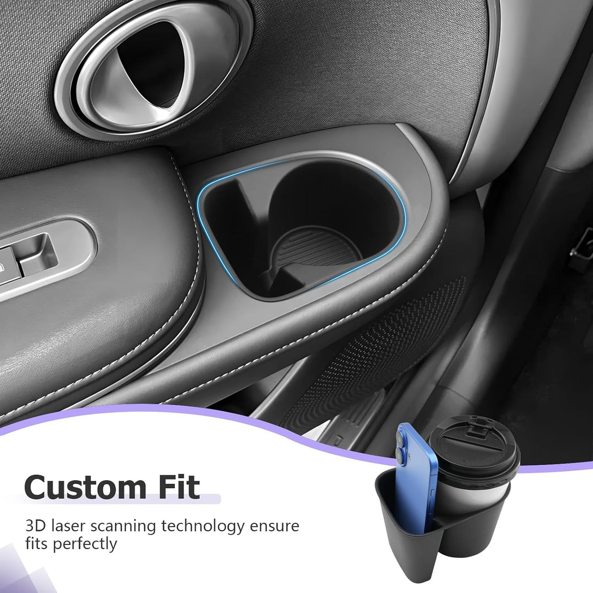 LUWU 2026 Palisade Accessories Rear Row Car Door Side Cup Holder Compatible with 2026 Palisade (SE/SEL/XRT PRO/Limited/Calligraphy) Interior Accessories TPE Material Cup Holder Insert 2-Pack