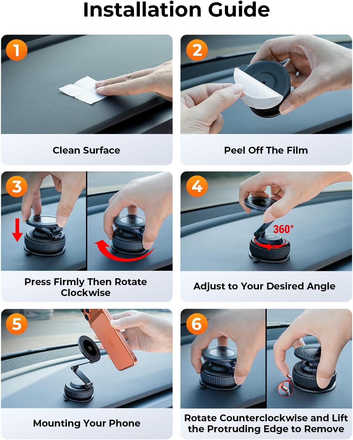 Vacuum Magnetic Car Phone Holder for Magsafe, Long Arm for Tesla Model Y/3