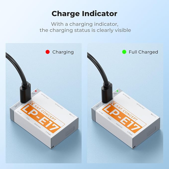K&F CONCEPT 2-Pack LP-E17 Battery, USB-C R50 Battery Compatible