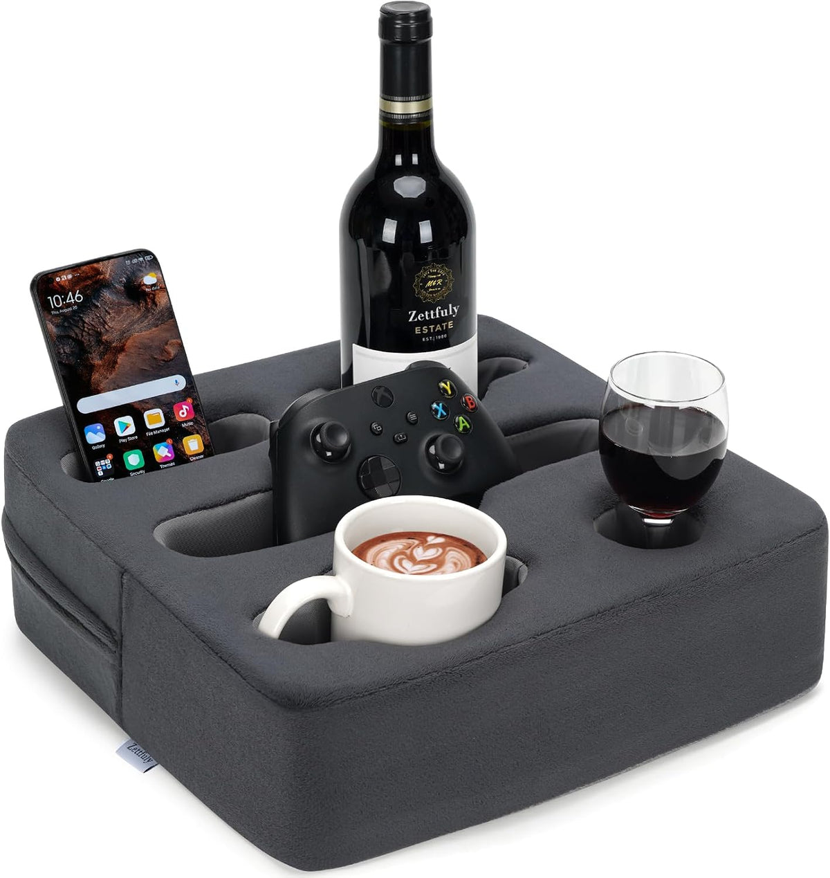 Couch Cup Holder Pillow - Sofa Cup Holder|Couch Caddy(Grey)