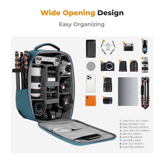 K&F CONCEPT Camera Backpack, Hardshell Photography DSLR Camera Bag