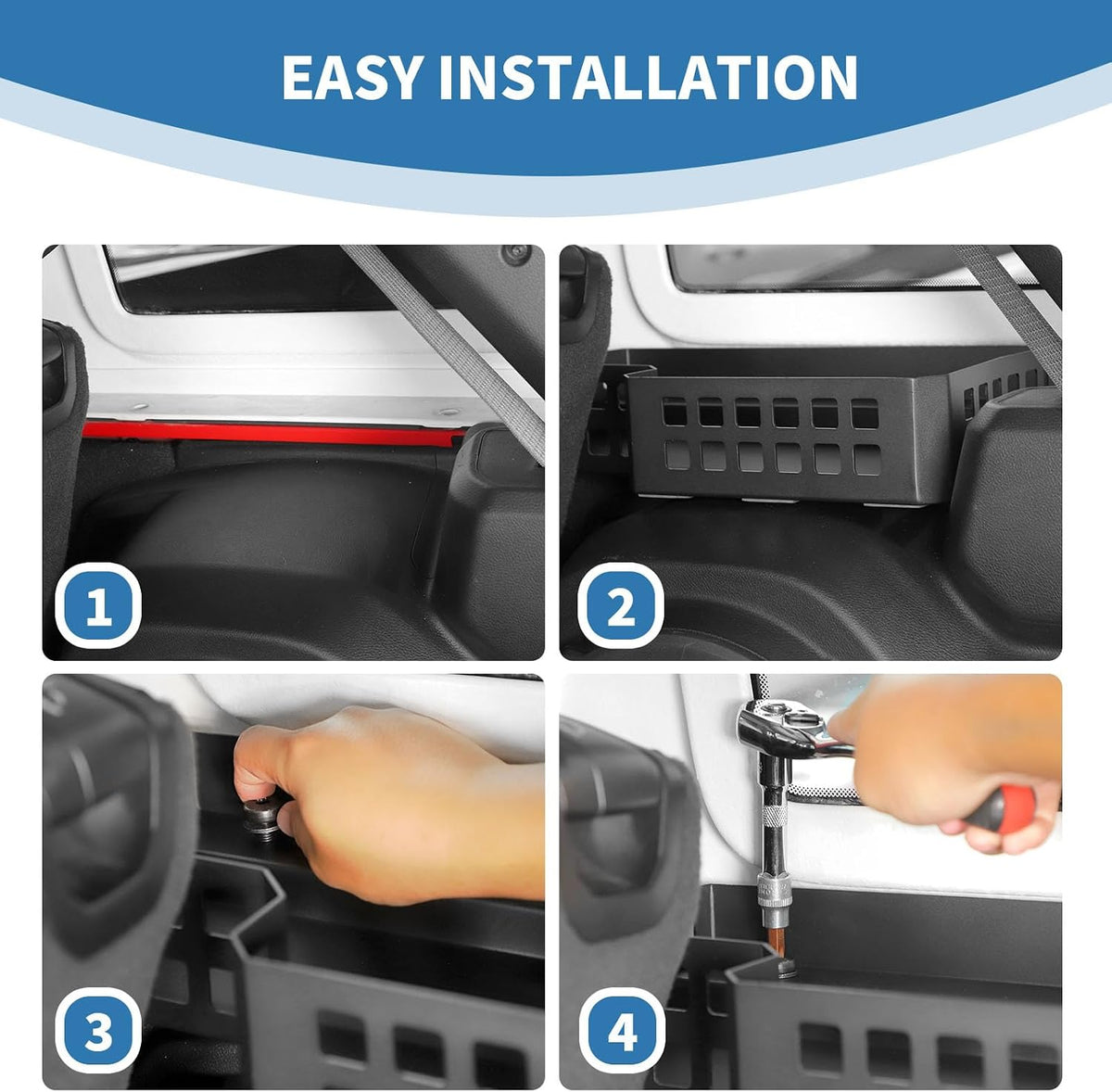 for Jeep JLU Trunk Right Side Molle Storage Bin Cargo Space Organizer Basket System Storage Carrier Box for Jeep Wrangler JLU 2024 up 4DR Modular Storage Solution for Hardtop