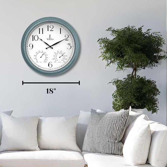 18 inch Outdoor Clocks for Patio Large Waterproof