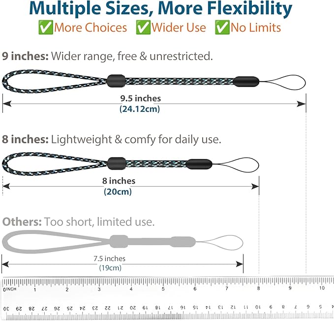 Hukado Hand Wrist Strap Lanyard, 6 Pack 8inch Adjustable Nylon Wristlet Straps