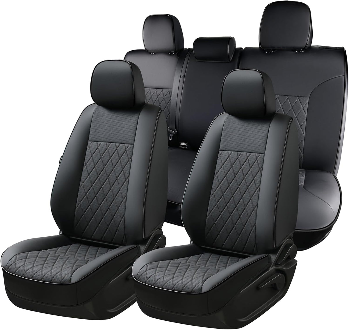 Coverado Tacoma Seat Covers, Car Seat Covers Front Seats, Leather Seat Covers for Cars Car Seat Protector Cushion Tacoma Accessories Custom Fit 2005-2015 Toyota Tacoma Double/Crew Cab(Blue Line)