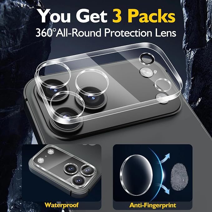 3PCS Rear Back Camera Lens Protector Tempered Glass
