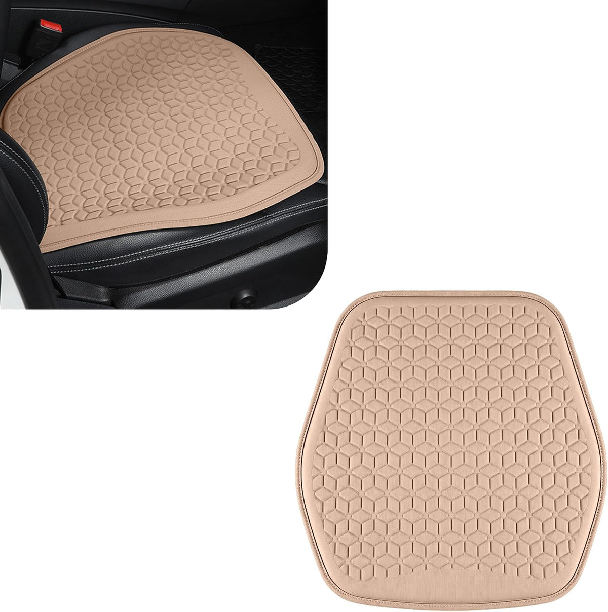 Thin Gel Car Seat Cushion, Non-Slip & Comfortable Automotive Front Seats Cushion Pad for Driver, Breathable Vehicle Interior Mat Cover Accessories (Black)