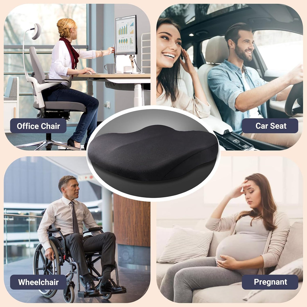 Adult Booster Car Seat Cushion, Wedge Memory Foam Pad for Driving Seat, Effectively Increase Height By 3.94 inch, Car Travel Accessories for Long Trips, (Coffee)