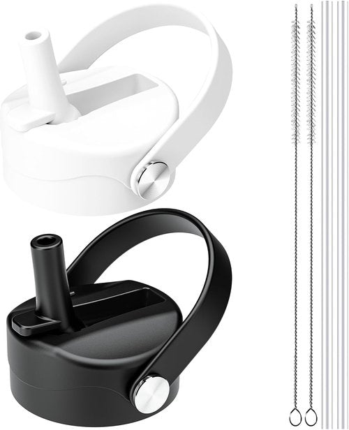 Hydro Flask Straw Lid - Replacement Cap with Straw for 12-40 oz Wide Mouth Bottles | Black/White