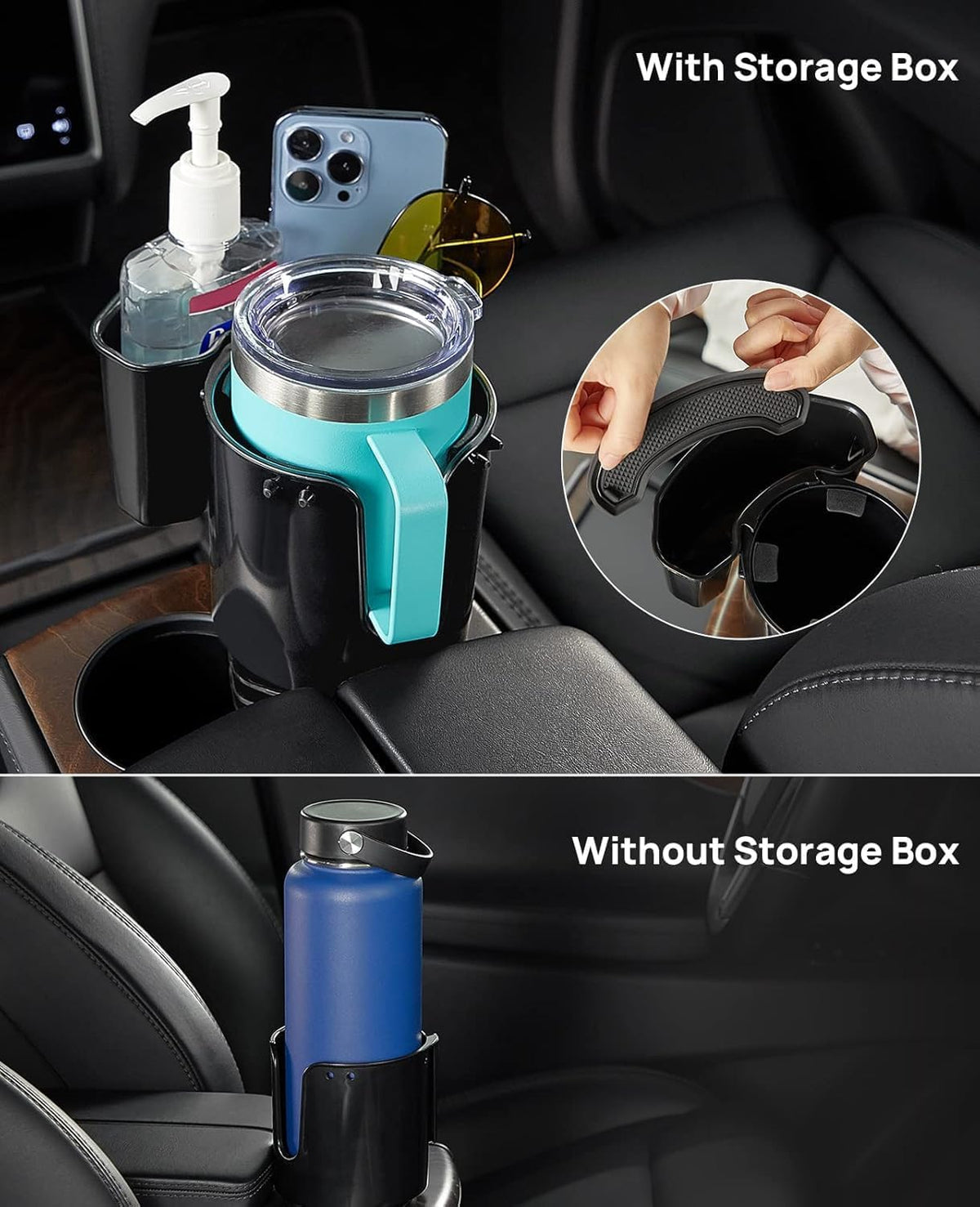 JOYTUTUS Cup Holder Expander, Expandable Insert Extender, Adapt Most Regular Cup Holder Compatible with Hydro-Flask, Yeti, Car 18-40oz (3.4-3.8 Inch), Nalgene (16 40 Oz) Large Water Bottles