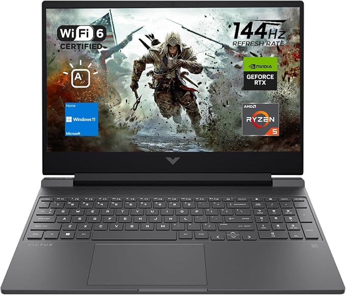 HP Victus 15 Gaming Laptop, 15.6" FHD 144Hz Display, AMD Ryzen 5 7535HS, 64GB DDR5 RAM, 2TB PCIe M.2 SSD, NVIDIA GeForce RTX 2050, HDMI, Webcam, Backlit Keyboard, Wi-Fi 6, Windows 11 Home, Silver