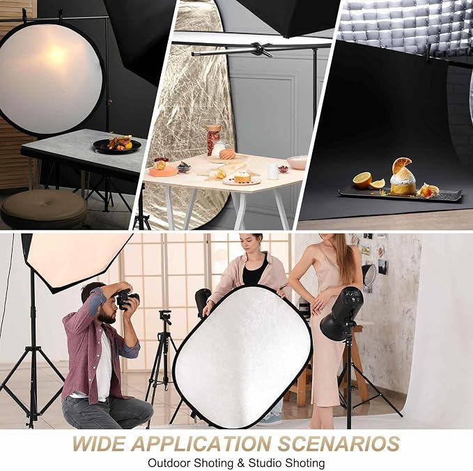 2Pcs 11"x8" Light Reflector 2 in 1 Photography Reflector Cardboards, Foldable &