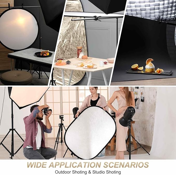 2Pcs 17"x11" Light Reflector 2 in 1 Photography Reflector Cardboards, Foldable