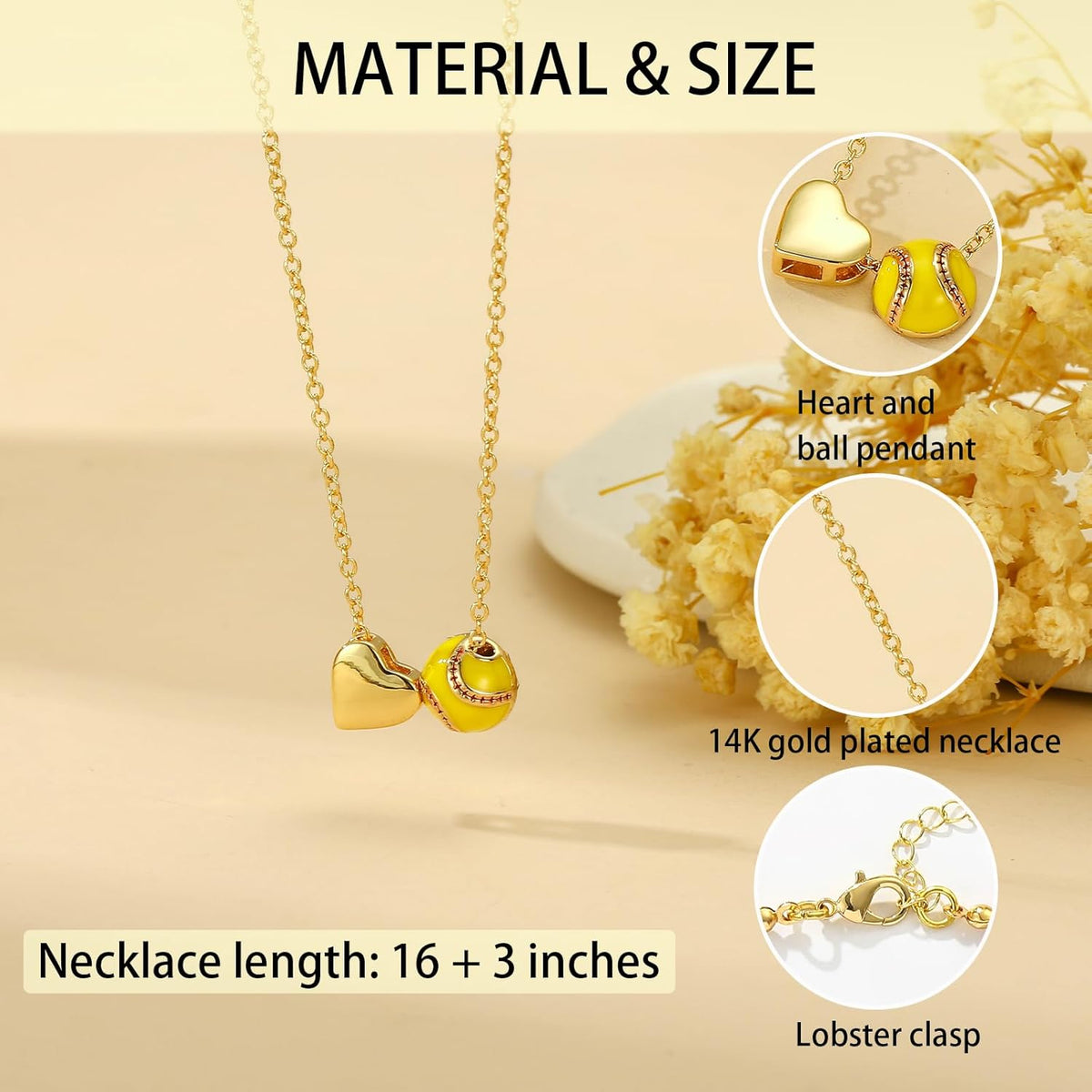 Regine Switzerland Sports Necklace - Softball, Soccer, Volleyball, Basketball | Perfect Gift for Girls & Women, 16+3 Inches
