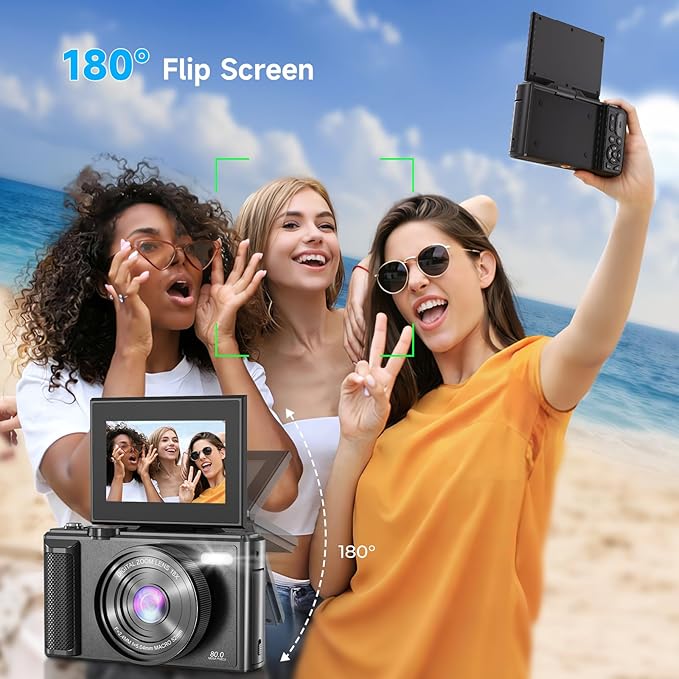 5K Vlogging Digital Camera for Beginners, 80MP Travel Camera for Photography