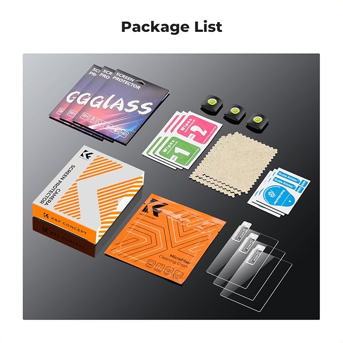 K&F CONCEPT 3pcs Screen Protector & Hot Shoe Cover Compatible