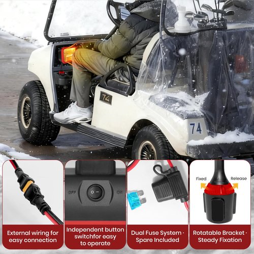 Gociean 48V Electric Golf Cart Heater (2nd Gen) with 360 Degree Adjustable Angle, Battery Powered Golf Cart Heater, 400W Silent Carbon Fiber Heating for 48V Club Car/Yamaha/EZGO Golf Cart