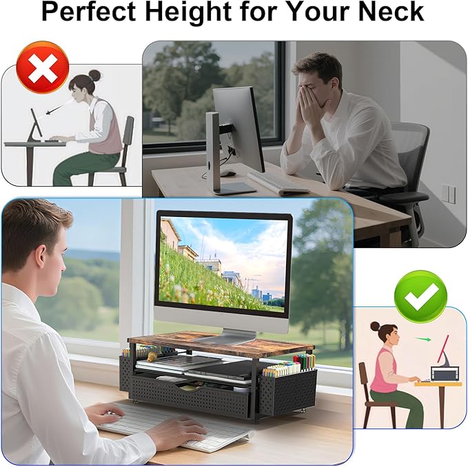 Spacrea Desk Organizer and Accessories, Computer Monitor Stand Riser