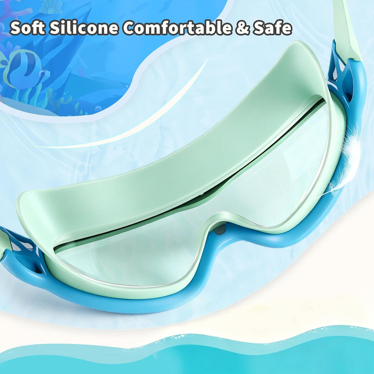 Skiennix Swim Goggles for Kids 3-15 - Large Frame, Anti-Fog & UV Protection | Includes Earplugs, 2PCS