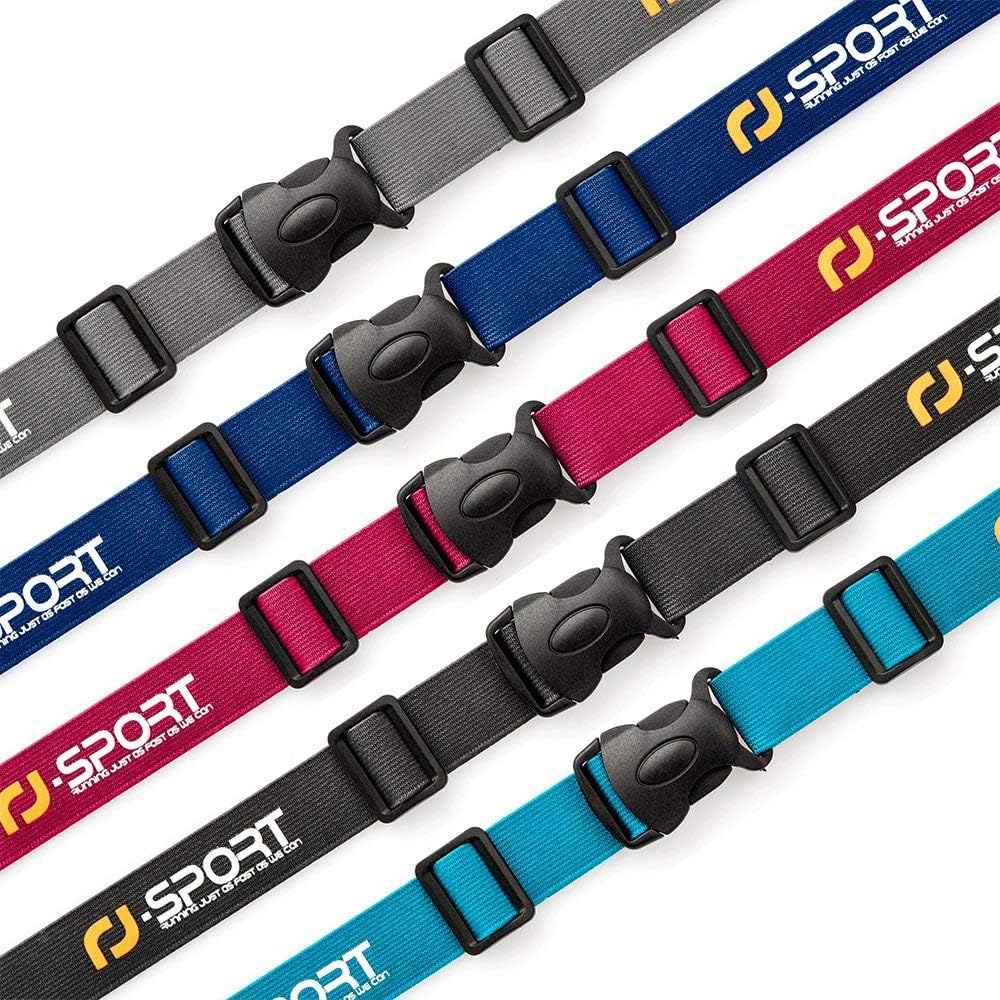 RJ-Sport Race Number Belt - Triathlon Bib Holder with 6 Energy Gel Loops | Ideal for Running & Cycling