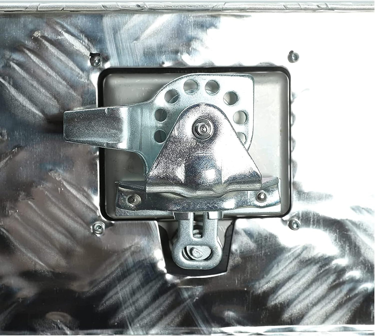 36"X17"X18" Silver Aluminum Pickup Truck Bed Trunk Storage Trailer Tongue Tool Box with Lock and Key 5 Bar Tread