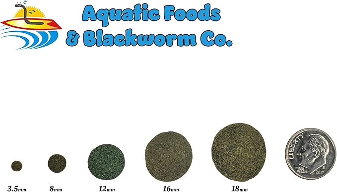 Aquatic Foods Inc. 3.5mm - 1/8" Micro Wafer Mix of Spirulina Algae & Intense Color Enhancing Sinking Micro Wafers for Catfish, Plecos, Bottom Fish, Shrimp, Crabs, All Tropical Fish..11oz Small Jar