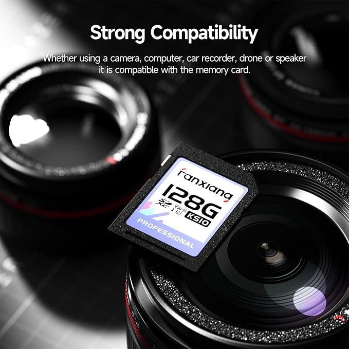 fanxiang 128GB SDXC Memory Card SD Card, Full-HD & 4K Video,