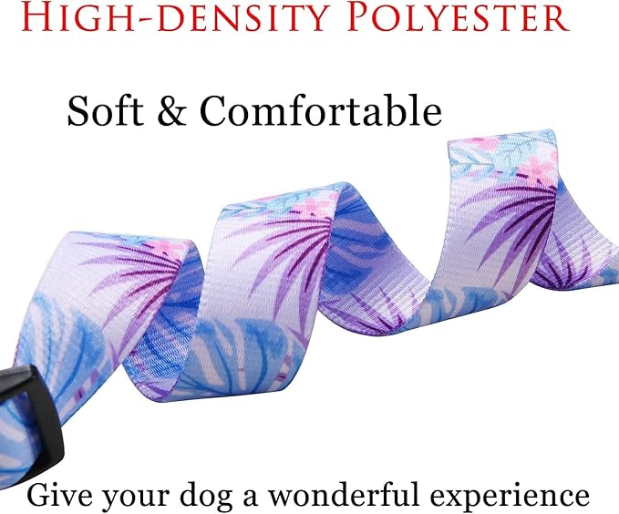 Dog Collar and Leash Set with Bohemia Floral Tribal Geometric Patterns - Soft Ethnic Style Collar Adjustable for Small Medium Large Dogs(Purple Flower Flower Set,XS)