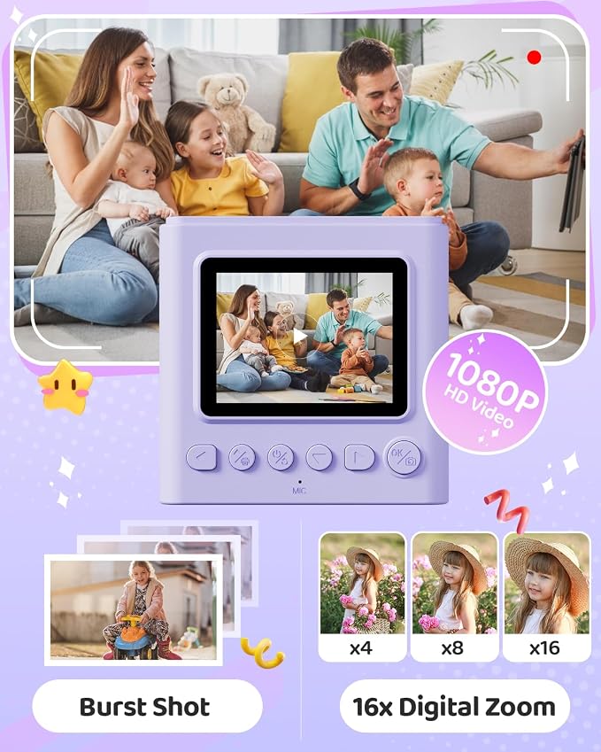 TIATUA Kids Instant Print Camera, Christmas Birthday Gifts