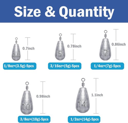 Fishing Weights Sinkers Kit - Bass Casting & Drop Shot Weights with Swivel for Freshwater & Saltwater