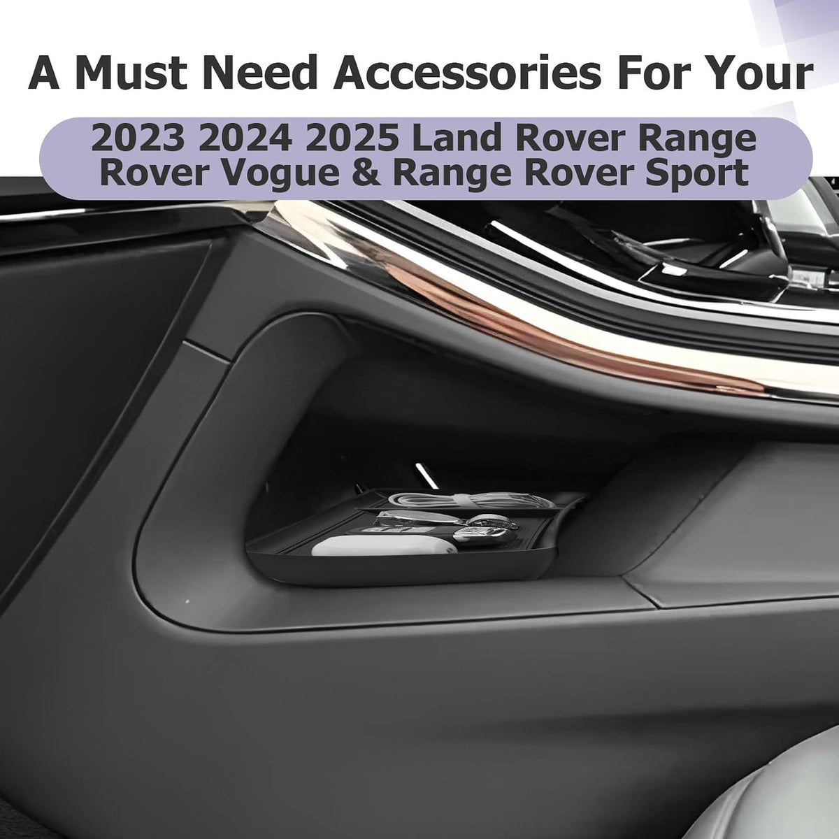 LUWU 2025 R Ange R Over Lower Console Organizer Compatible with 2023 2024 2025 Land Rover R Ange R Over Vogue L460/Sport Accessories Armrest Console Organizer Armrest Organizer Insert Tray Black