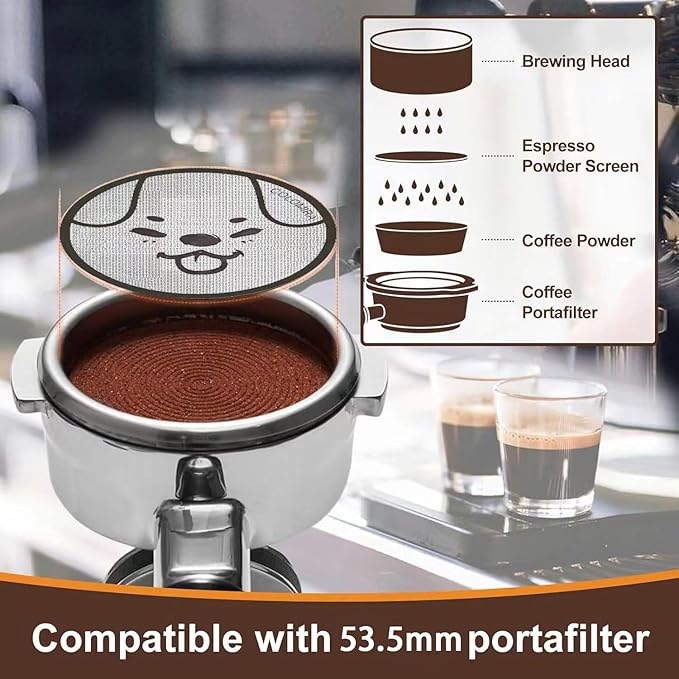 53.5mm Espresso Puck Screen, Lower Shower Screen, Metal Coffee Reusable Filter for 54mm Espresso Portafilter Basket, 1.7 Thickness(Piggy)