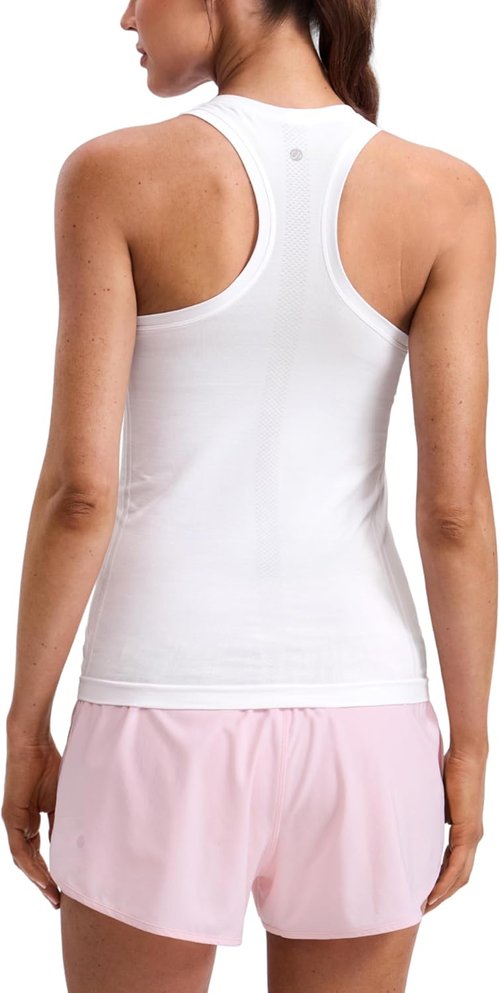 CRZ YOGA Seamless Workout Tank Tops - Women's Hip-Length Athletic Sleeveless Racerback Shirts
