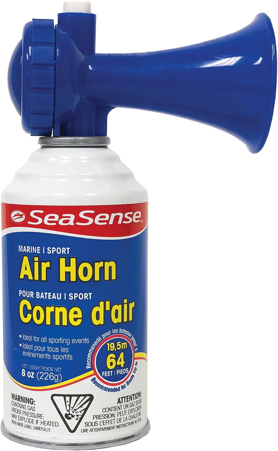 SeaSense Air Horn - Jumbo 8 oz | 127 dB Loud Sound, 1 Mile Range - Perfect for Boat Safety & Sporting Events