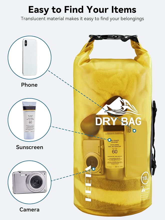 HEETA Dry Bag Waterproof for Women Men, 5L/10L/20L/30L/40L Roll Top Lightweight