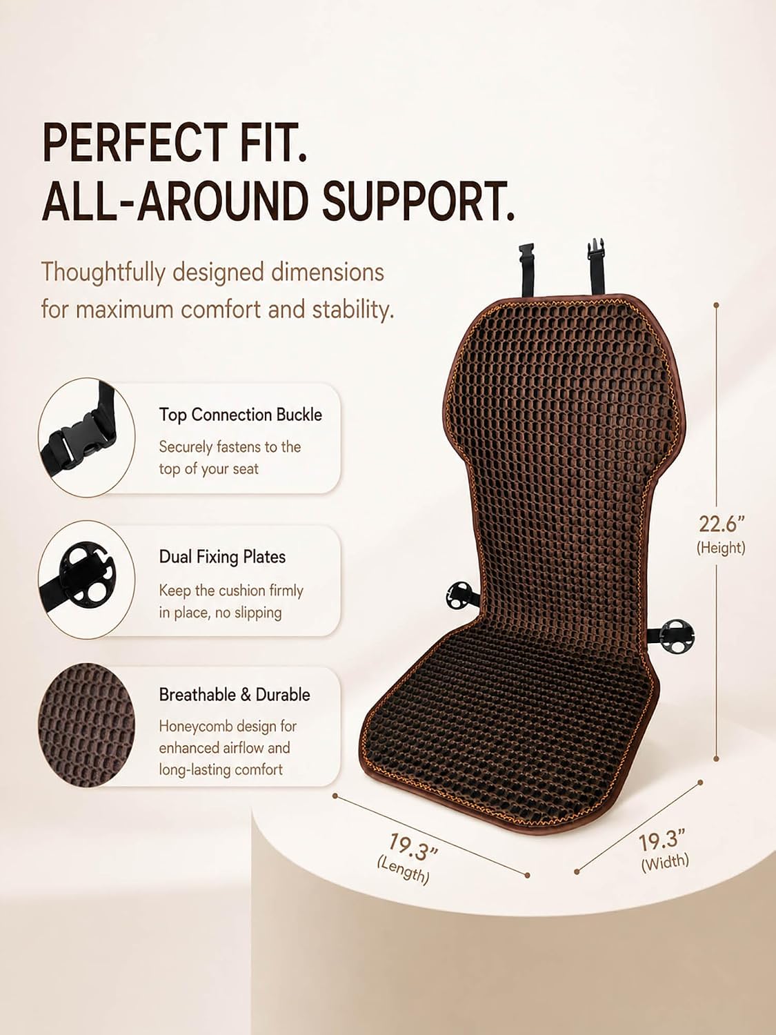Summer 3D Air Big Mesh Car Seat Cushion Pad,Universal Fit Cooling Breathable and Vent Mesh Car Seat Cushions Cover for Truck SUV Pikup Sedan Accessories 1PCS (Brown)