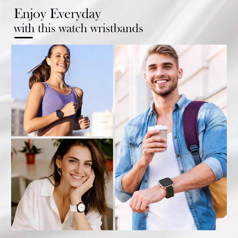 XINGMALY 6-Pack Bands for Withit Giga, Baolubao W50pro, Merryking MK70, for Soudorv Y10 Smart Watch Bands Smartwatch, Elastic Nylon Lightweight Soft Stretchable Replacement Straps Watch Men & Women