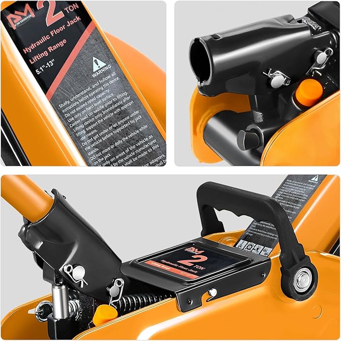 PM PERFORMOTOR Low Profile Hydraulic Trolley Service/Floor Jack, 2 Ton (4000 lbs) Capacity, Lifting Range 5.1"-13",Orange,PM-TOL-FJ20-OG