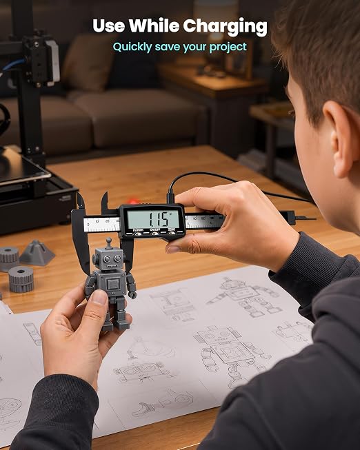 HARDELL Digital Caliper, Rechargeable Plastic Caliper