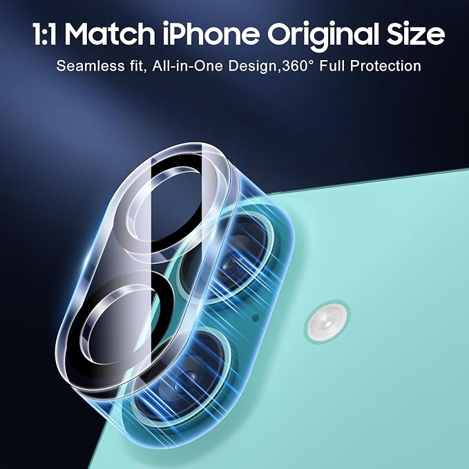 UniqueMe for 3 Pack iPhone 16 / iPhone 16 Plus/iPhone 17 Camera Lens Protector