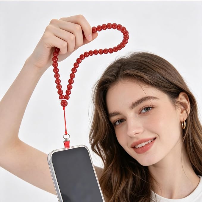 Agate Beaded Phone Wrist Strap for Women Men Stone Beads Charm Handmade