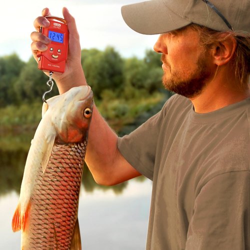 Dr.meter Digital Fishing Scale - 110lb Backlit LCD Display with Measuring Tape | Compact & Portable Gift for Men