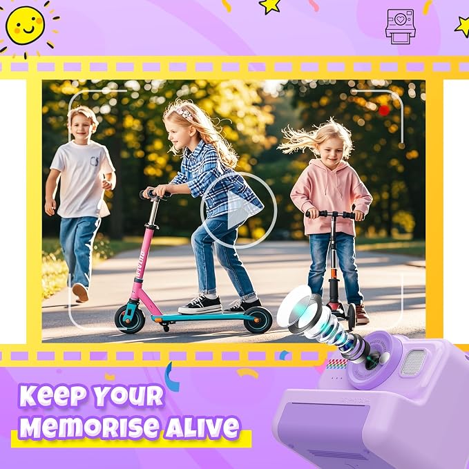 HiMont Kids Camera Instant Print, 1080P HD Instant Print Camera